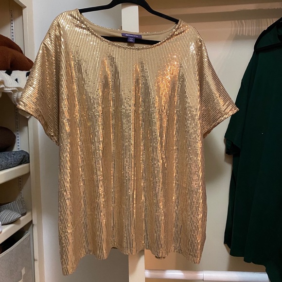 Roaman's Tops - Roamans gold sequined dolman top